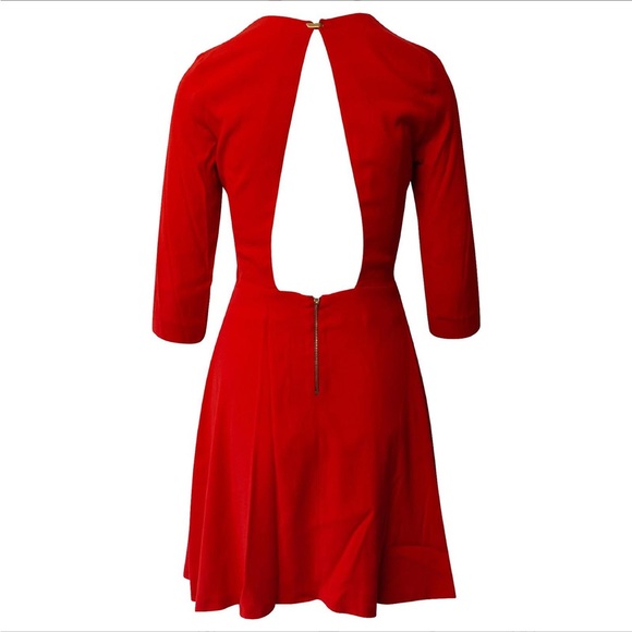 Sandro Red Long Sleeve Open-Back Dress - Picture 11 of 12
